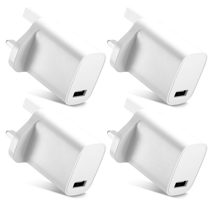 1 Port USB Charger 5V 1A 5W Fast Smart Charging Mains Wall USB Adapter Outlet Socket 100V-240V for Mobile Phone, Tablet, Speakers, Powerbank - White