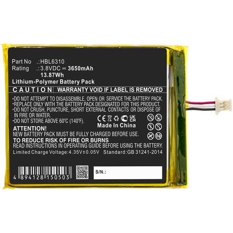 Battery for Unitech EA500; EA502; EA506; EA508; Urovo i6310; i6310B (3650mAh, 3.8V) from CELLONIC