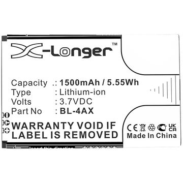 Battery for Nokia 6300 4G 8000 4G TA-1286 TA-1287 TA-1291 TA-1294 TA-1300 TA-1303 TA-1305 TA-1311 TA-1324 TA1307 - BL-4AX (1500mAh) , Replacement battery