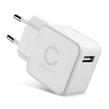 Fast charging USB 1 port charger: Charging adapter for iPhone 15, iphone 14, Samsung 23, Huawei, Xiaomi, cell phone, smartphone, tablet, speakers, headphones and more - with 2.4A 12W - White