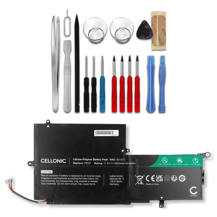 Battery for HP Spectre 13-4000 series / Spectre x360 13-4000 series / Spectre Pro x360 G1/G2 + Werkzeug-Set 11.4V 4800mAh + Tool-kit from CELLONIC