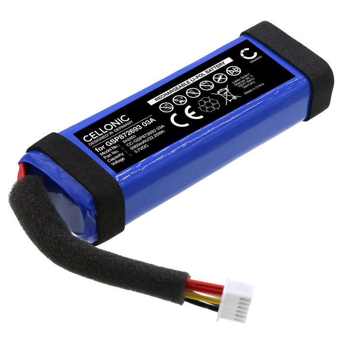 Battery for Harman Kardon Allure Portable GSP872693 03A (6000mAh, 3.7V) from CELLONIC