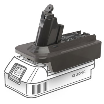 DeWalt 18V-20V or Milwaukee 18V to Dyson V6 Series Battery Adapter Converter MT18V6 from CELLONIC
