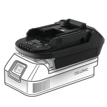 DeWalt 18V-20V or Milwaukee 18V to Makita 18V Li-ion Battery Adapter Converter DM18M from CELLONIC