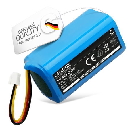 Battery for Blaupunkt BlueBot XSMART; XBOOST; Liectroux C30B; iHome iHRV2 (2600mAh, 14.4V) from CELLONIC