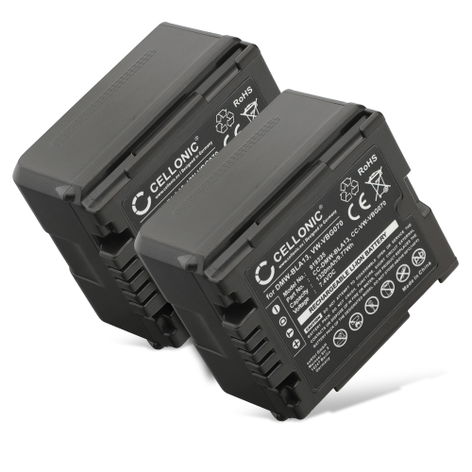 2x Battery for Panasonic AG-HMR10; AG-HSC1; HDC-DX1; HDC-H258 DMW-BLA13, VW-VBG070, VW-VBG130 VW-VBG70 (1320mAh, 7.2V) from CELLONIC