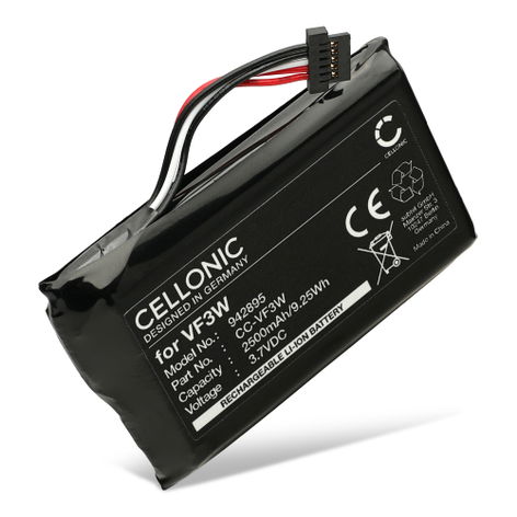 Battery for TomTom Rider 500, 42, 420, 450, 40, 400; 4GE40 LHA11133000, VF3W (2500mAh, 3.7V) from CELLONIC
