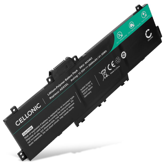 1x Battery for HP 250 G10, Gen 10, 255 Gen 10, 240 G10, 245 G10, 246 G10, 256 G10, 14-EE, 14-EM, AE03XL, HSTNN-OB3E 11.55V 3600mAh from CELLONIC