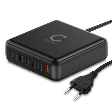 200W 6-Port GaN USB-C Charger Hub – PD QC 3.0 Fast Charging Station for Laptops, Tablets & Phones from CELLONIC
