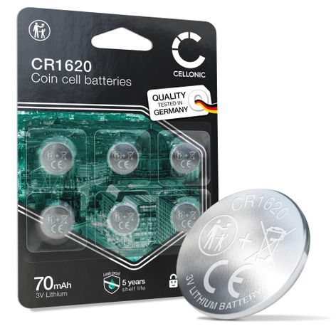 6x CR1620 Button Cell 3V 70mAh from CELLONIC