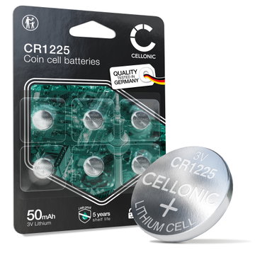 CELLONIC CR1225 Coin Cell Batteries (Lithium, 50mAh, 3V) for Car Keys Fitness Equipment Watches - x6-Pack