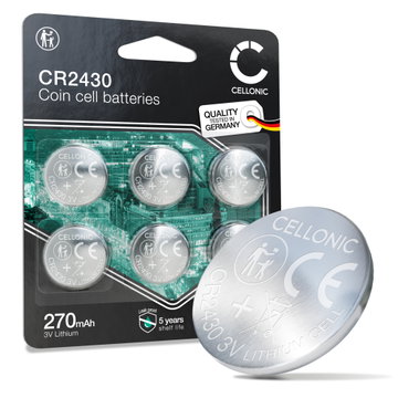 CELLONIC CR2430 Coin Cell Batteries (Lithium, 270mAh, 3V) for Car Keys Medical Devices Watches - x6-Pack