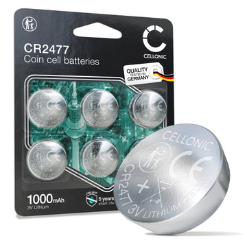 CELLONIC CR2477 Coin Cell Batteries (Lithium, 1000mAh, 3V) for Industrial Electronics Medical Devices Smart Home Devices - x6-Pack