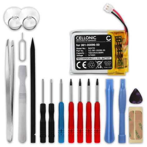 Battery for Garmin Fenix 5S, 5S Plus 361-00096-00 (150mAh, 3.7V) + Tool-kit from CELLONIC