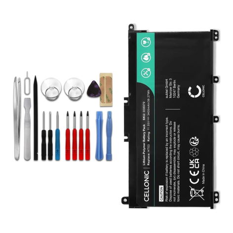 Battery for HP Pavilion 14 X360; EliteBook 835 G10; 14-CE ht03xl (3400mAh, 11.55V) + 17-piece tool kit from CELLONIC